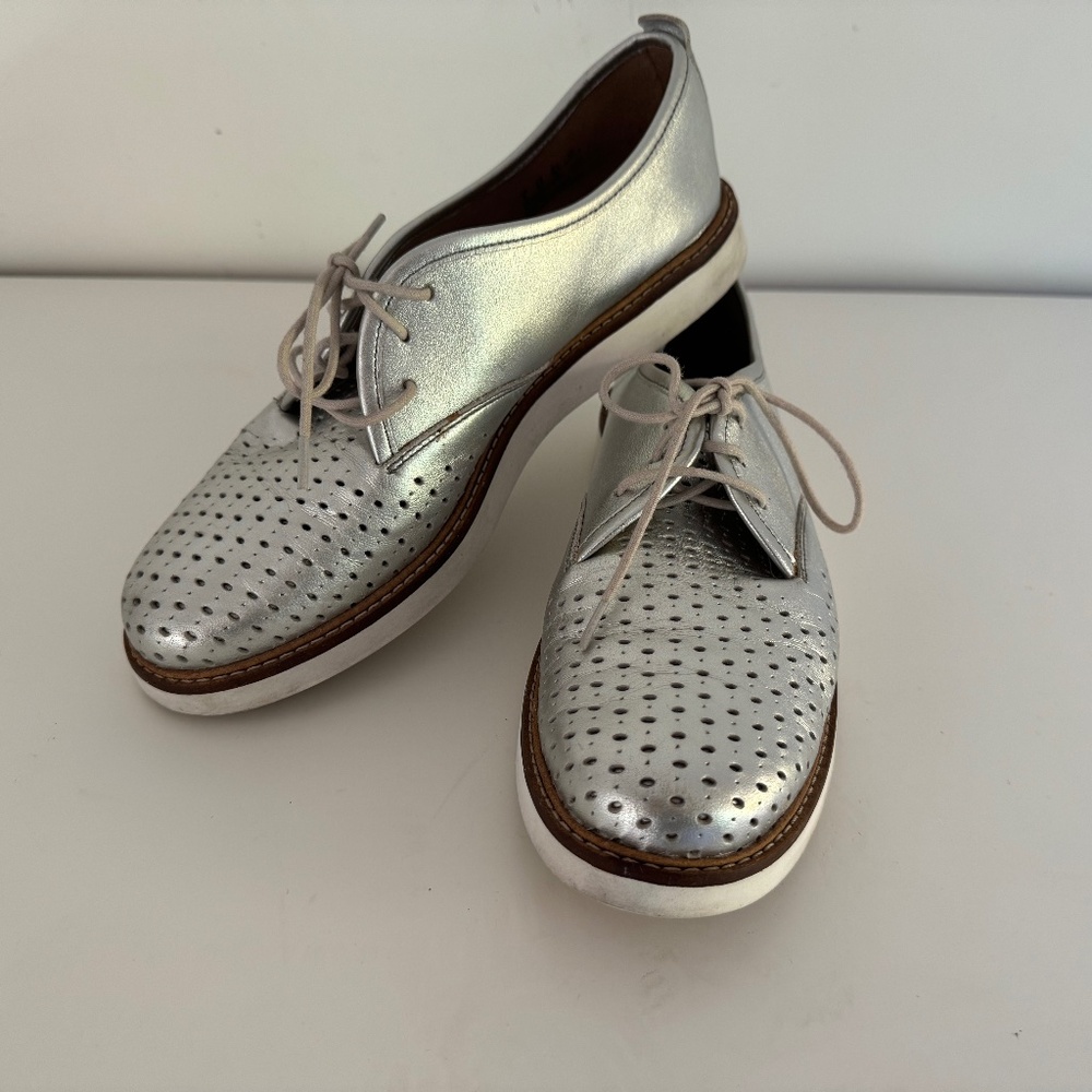 Clarks Silver Oxfords